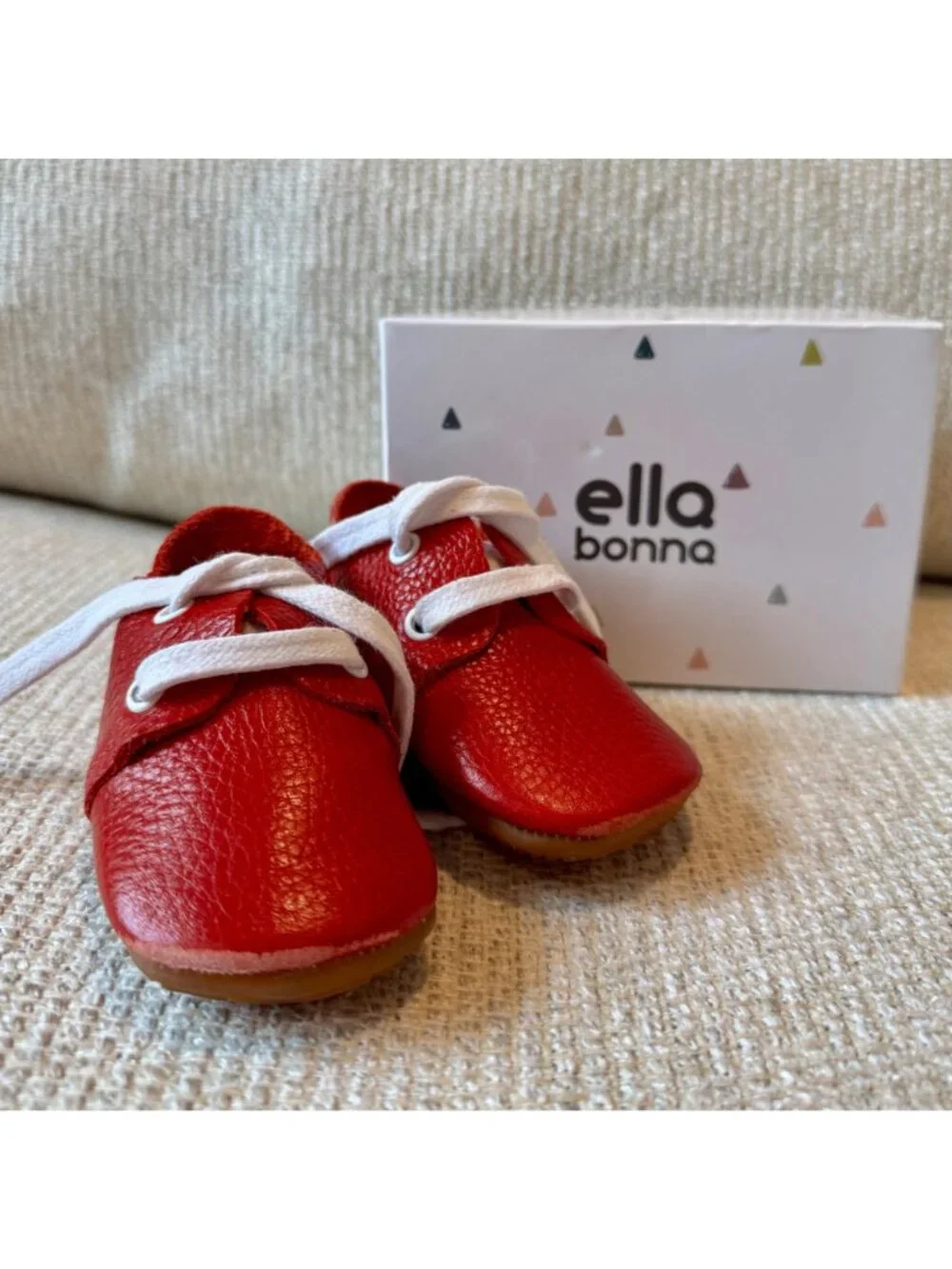 Ella Bonna Oxford Red Leather Baby Boy Girl Shoes Size 4 with box